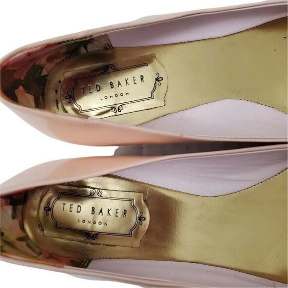 Ted Baker Ballet Flats Womens 8 Patent Leather Pale Pink Pointed Toe 39 EU - Picture 8 of 12